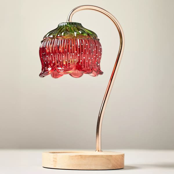 Luze Strawberry Candle Warmer Light with Strawberry Glass Shade - image 