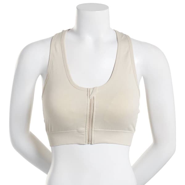 Women Avia Seamless Zip Front Sports Bra White/Silver Size Small