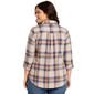 Juniors Plus No Comment Fleece Lined Plaid Flannel - Tan - image 3