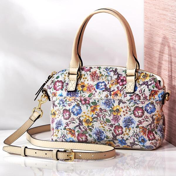 American Leather Co. Floral Carrie Dome Satchel - image 