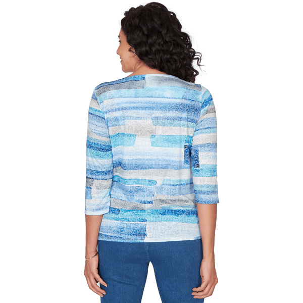 Petite Alfred Dunner Classics 3/4 Sleeve Brushstroke Blouse