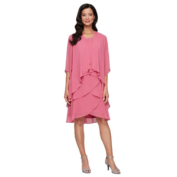 Petite SLNY Tier Chiffon Jacket Dress with Embellishment - image 