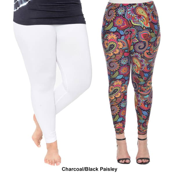 Plus Size White Mark 2pk. Mixed Leggings