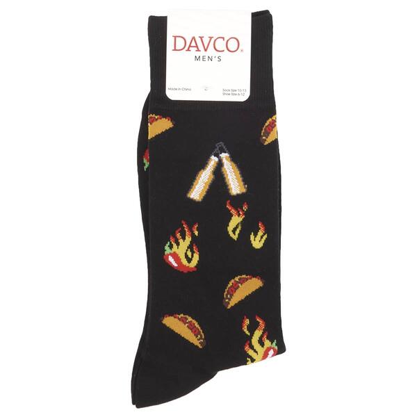 Mens Davco Tacos Beer Peppers Crew Socks - image 