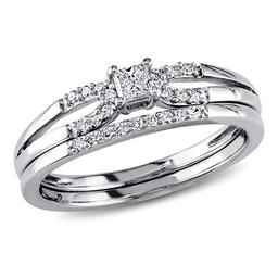 Loveblooms(tm) Princess & Round Diamond Bridal Ring Set