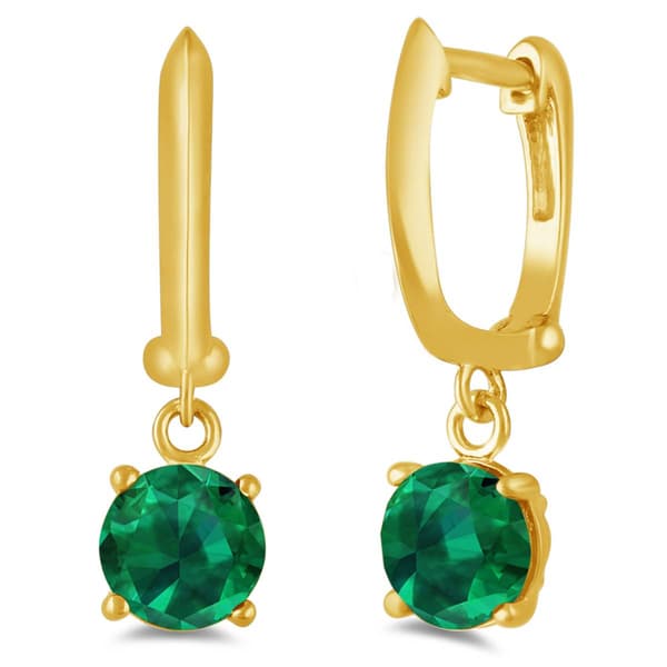 Gemstone Classics(tm) Gold over Silver Emerald Drop Earrings - image 