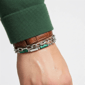 Mens Iron Saints Green Bead & Layered Curb Chain Bracelet - image 2