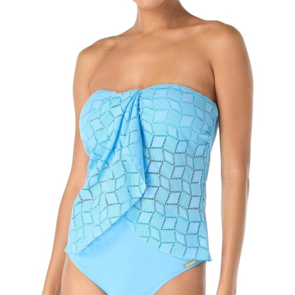 Womens Vince Camuto Medallion Drape Front Tankini Swim Top