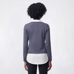 Womens Adrianna Papell Long Sleeve V-Neck 2Fer Solid Sweater