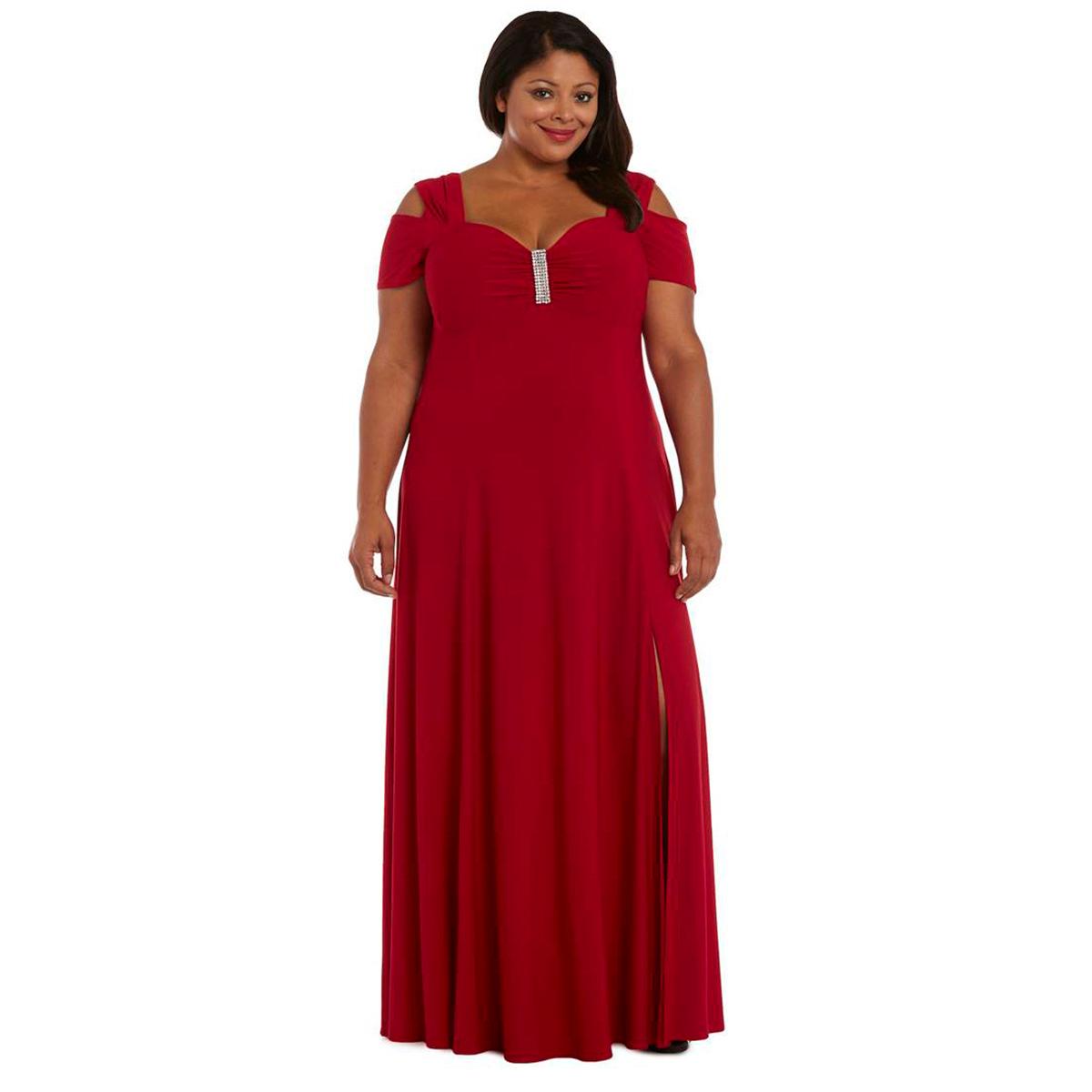 Plus Size R&M Richards Diamante Detail Evening Maxi Gown