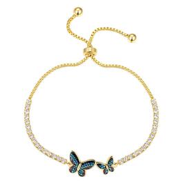 Crystal Critter Gold-Tone Duo Butterfly Adjustable Bolo Bracelet