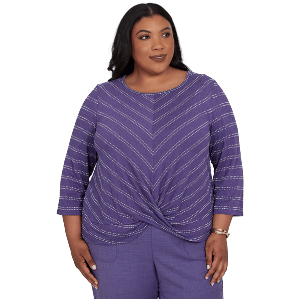 Plus Size Alfred Dunner Grand Bazaar Twisted Hem Chevron Blouse