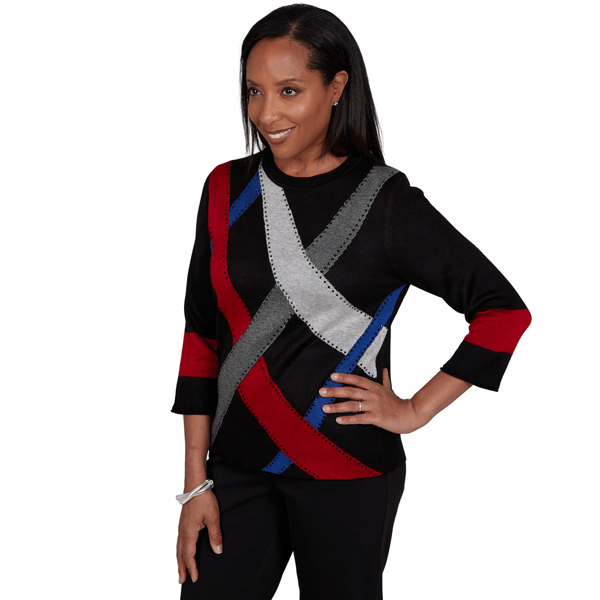 Womens Alfred Dunner Dinner Theater Color Block Sweater