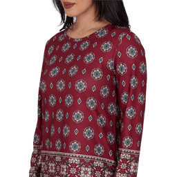 Petite Ruby Rd. English Countryside Medallion Border Blouse