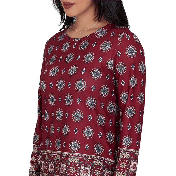 Petite Ruby Rd. English Countryside Medallion Border Blouse