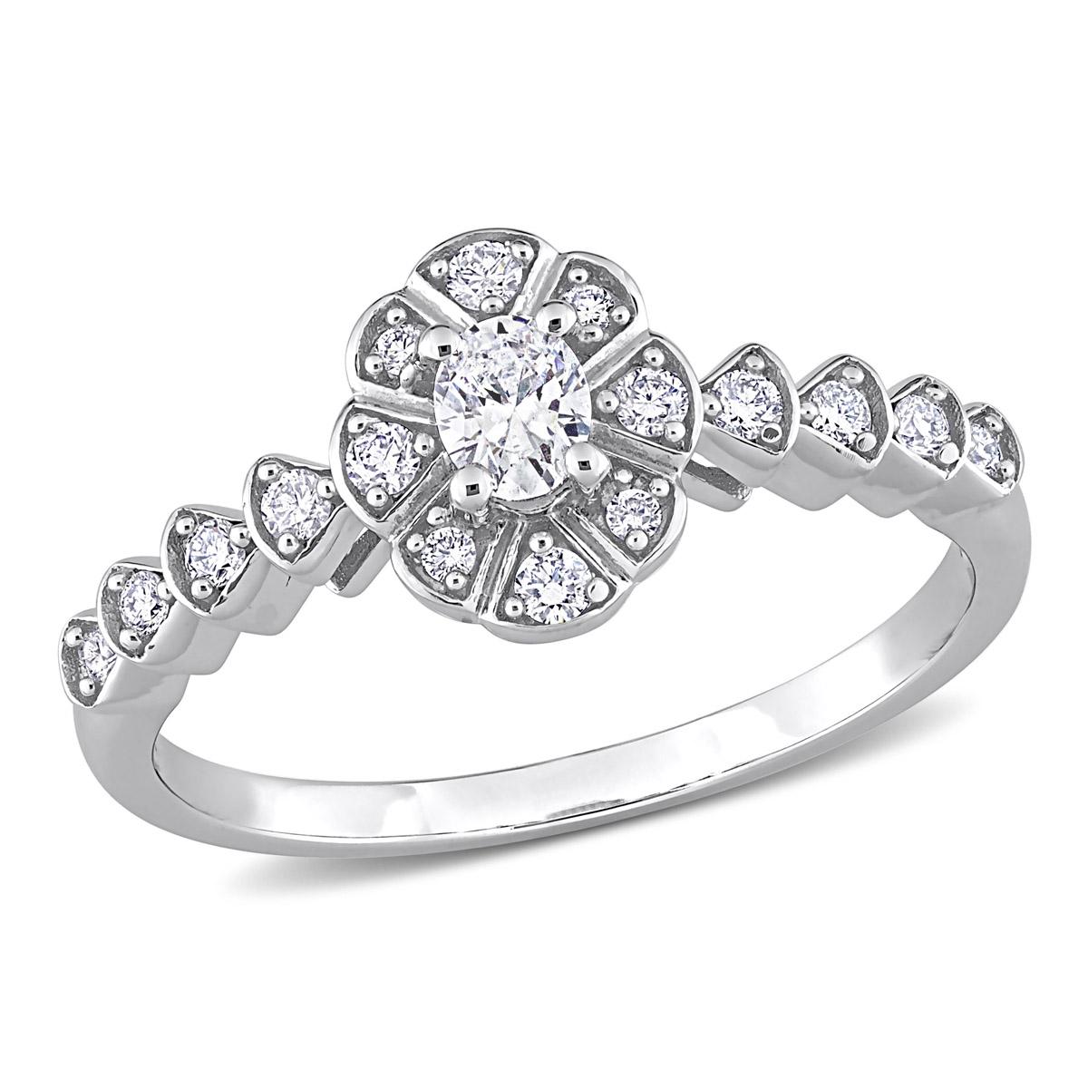 Diamond Classics™ 14kt. White Gold 1/3ctw. Diamond Oval...