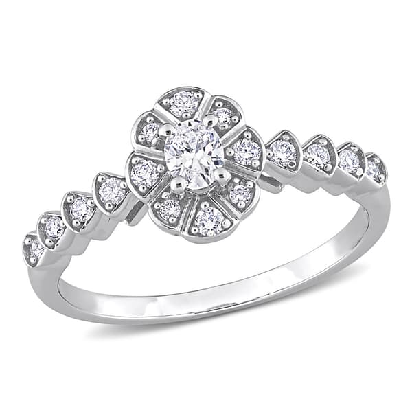 Diamond Classics(tm) 14kt. White Gold 1/3ctw. Diamond Oval Ring - image 
