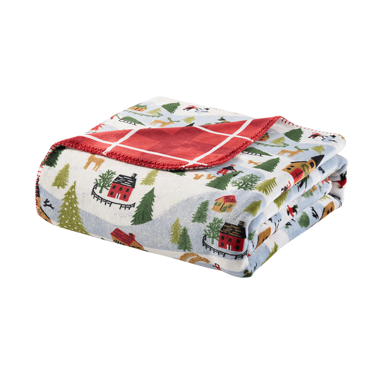 Hallmark Frostvale Reversible Plush Holiday Throw