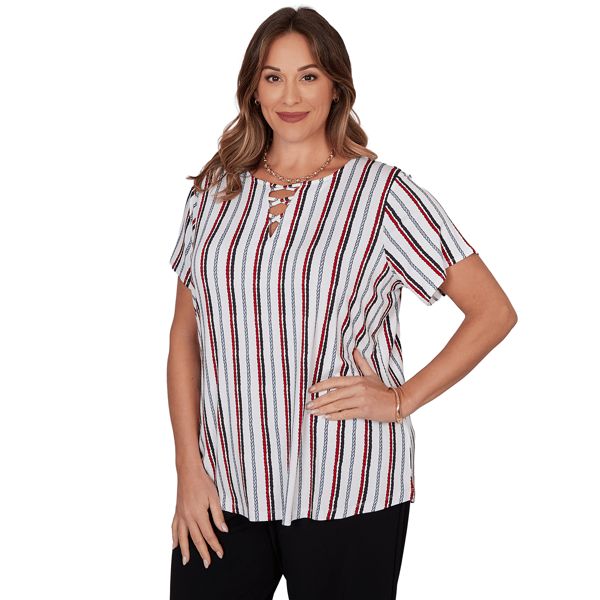Plus Size Emaline Sapphire Serenade II Stripe Rope Blouse