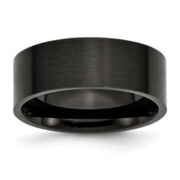 Mens Gentlemen's Classics(tm) 8mm Black IP-Plated Brushed Flat Band