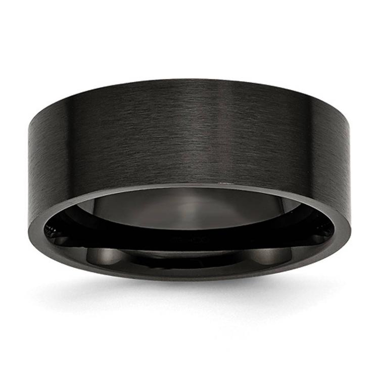 Mens Gentlemen's Classics(tm) 8mm Black IP-Plated Brushed Flat Band