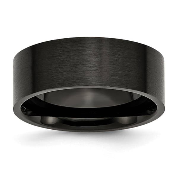 Mens Gentlemen's Classics&#40;tm&#41; 8mm Black IP-Plated Brushed Flat Band - image 