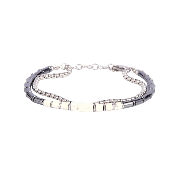 Mens Iron Saints White Hematite Bead Multi Strand Bracelet - image 