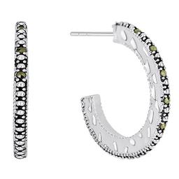 Marsala Silver Plated Marcasite C-Hoop Earrings