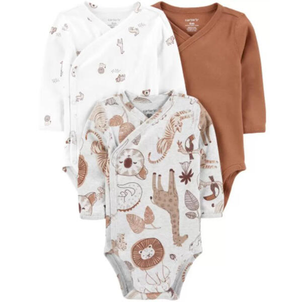 Baby Unisex &#40;NB-12M&#41; Carter's&#40;R&#41; 3pk. Animal & Solid Bodysuits - image 