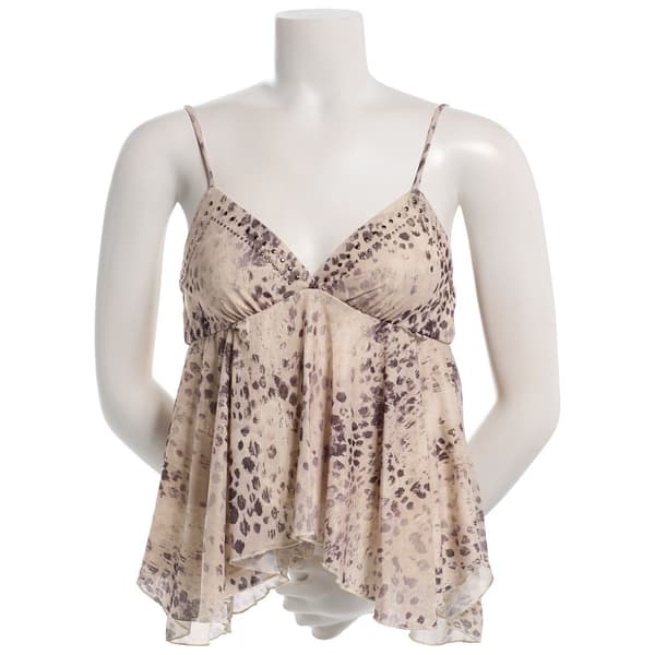 Juniors Madden Girl Mesh Studded Sharkbite Camisole- Stone