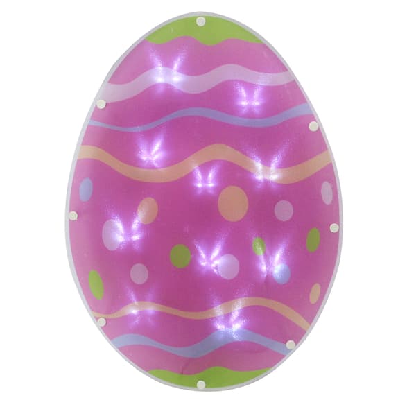 Northlight Seasonal LED Pink Easter Egg Window Silhouette - image 