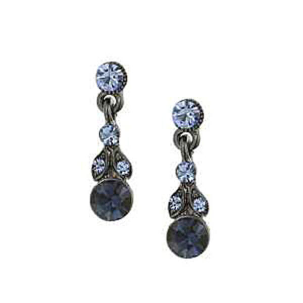 1928 Jet /Light Sapphire/Montana Earrings - image 