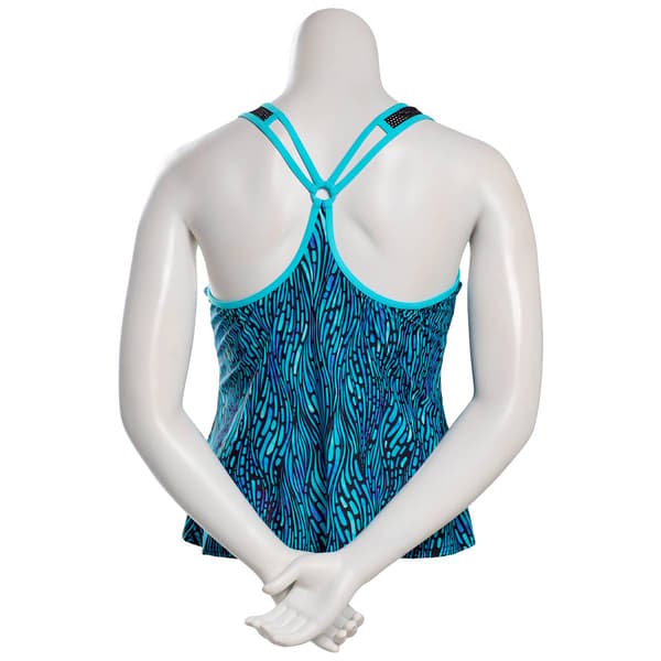 Plus Size ZeroXposur Rivulet Abstract Action Tankini Swim Top