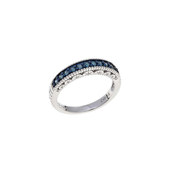 Diamond Classics&#40;tm&#41; 1/3ctw. Blue Oval & Sterling Silver Ring - image 