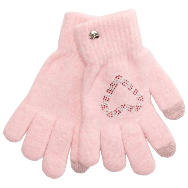 Womens Betsey Johnson Candy Cane Heart Knit Gloves - image 