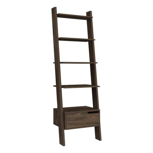 FM FURNITURE Hamburg Dark Walnut Ladder Bookcase - image 