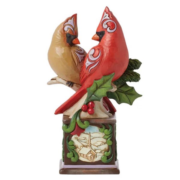 Jim Shore Cardinal Pair on Pedestal