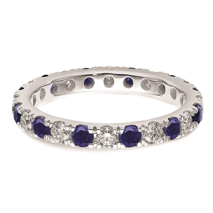 Pure Fire 14kt. White Gold Lab Created Blue Sapphire Band
