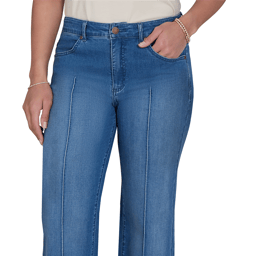 Womens Ruby Rd. Game of Luxe Floral Cuff Wide Leg Jeans