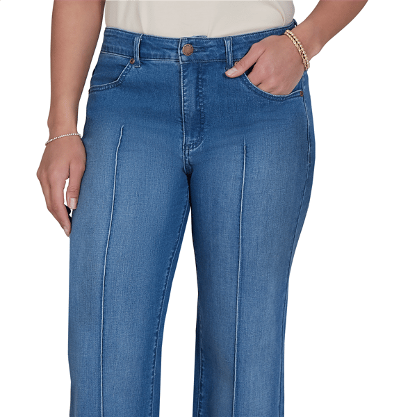 Womens Ruby Rd. Game of Luxe Floral Cuff Wide Leg Jeans