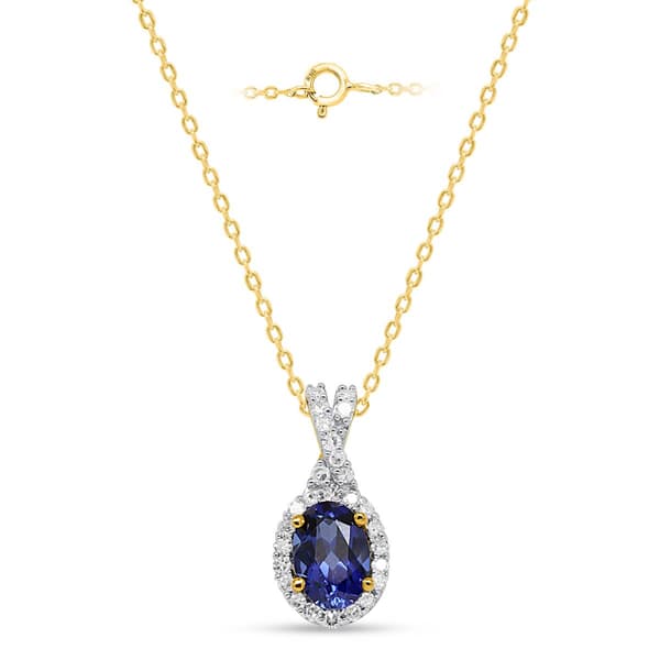 Gemstone Classics(tm) Created Sapphire Lab Grown Diamond Pendant