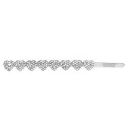 Roman Clear Social Silver-Tone Crystal Heart Hair Pin
