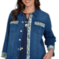 Womens Alfred Dunner Indigo Girls Floral Trim Denim Jacket - image 5