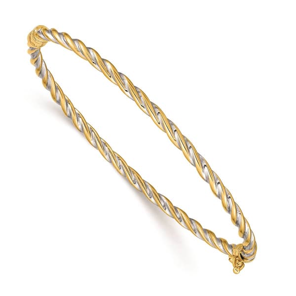 Gold Classics(tm)14kt. Gold Two-Tone Polished Hinged Bangle Bracelet - image 