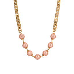 1928 18in. Gold-Tone Pink Faux Pearl Bead Necklace