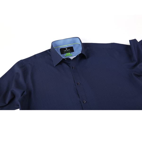 Mens Tom Baine Regular Fit Check Performance Dress Shirt - Navy