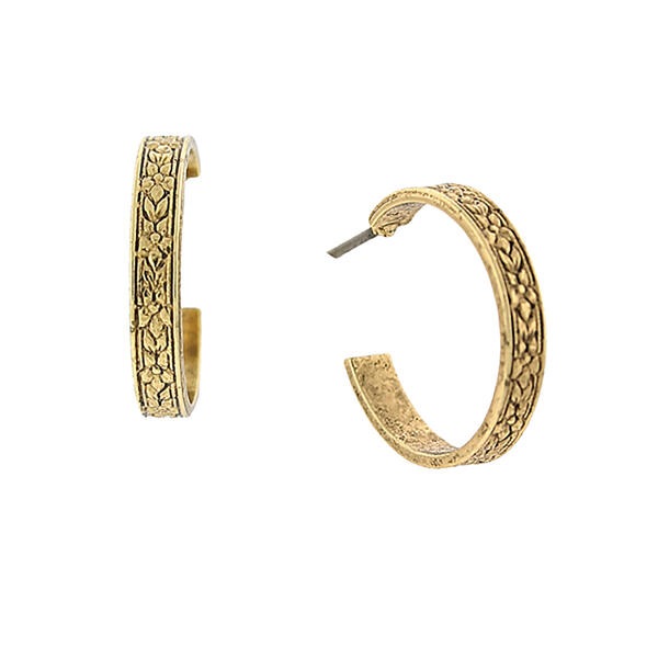 1928 Gold-Tone Hoop Earrings - image 