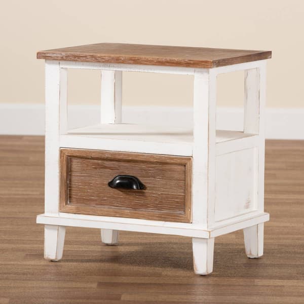 Baxton Studio Glynn Farmhouse Weathered Two-Tone Nightstand