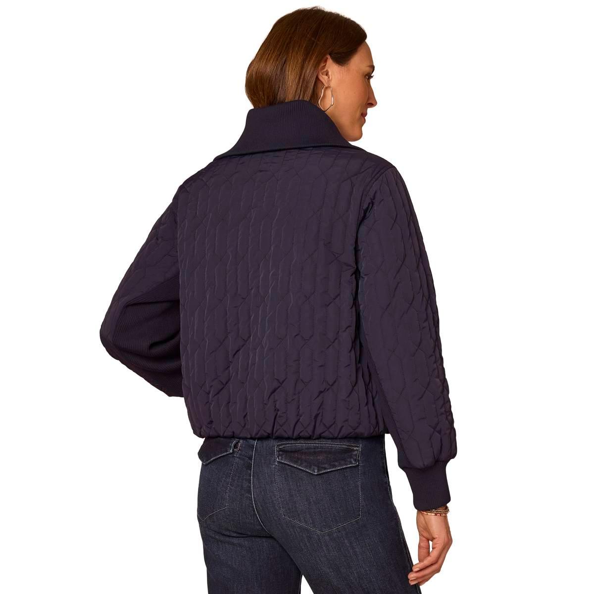 Petite Democracy Collar Quilted Zip Up Jacket