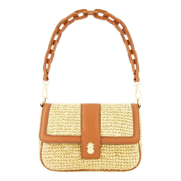 Tommy Bahama Raffia Flap Bag w/ Double Leather Strap